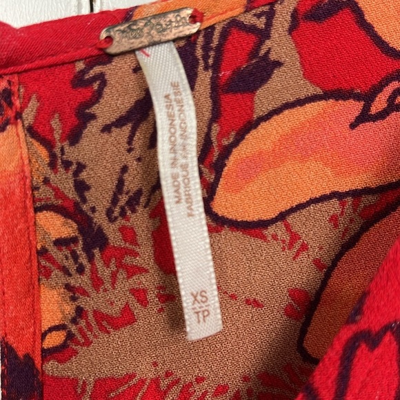 Free People Womens Dress XS Red Orange Sleeveless Pullover Flare Skirt Vibrant - Picture 2 of 12